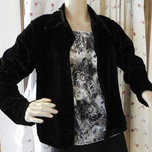 Size L Jalate Black Velvet Cardigan Jacket